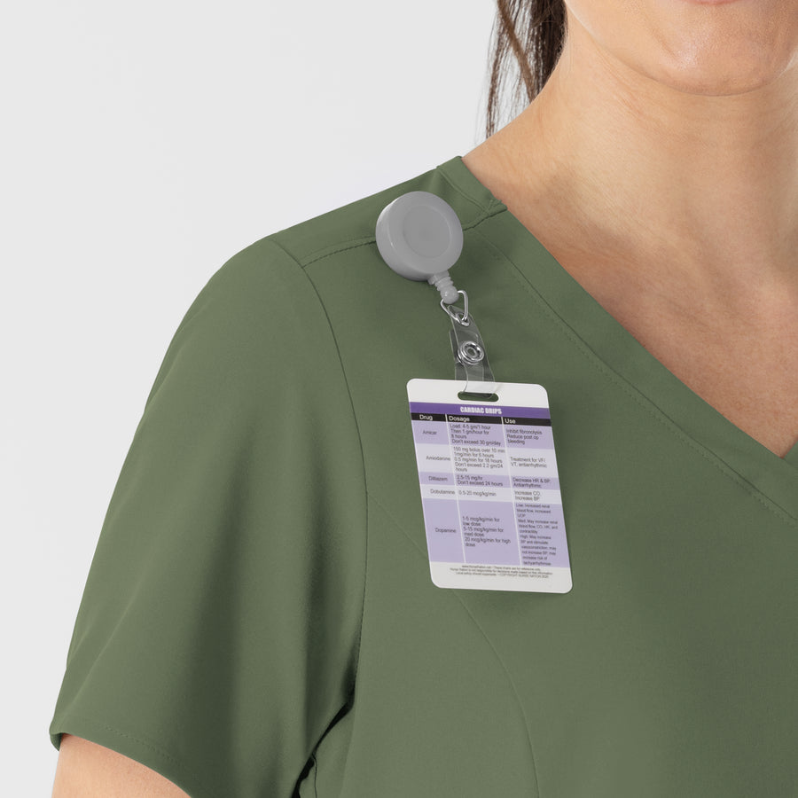 RENEW Women's V-Neck Scrub Top Olive back detail