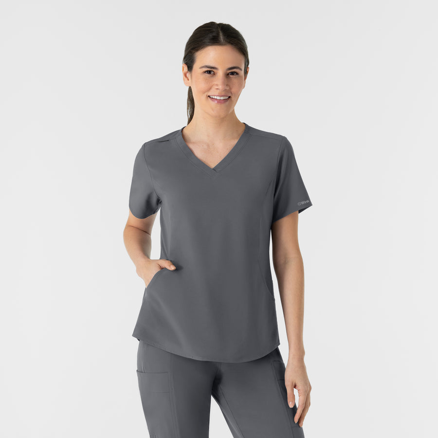 RENEW Women's V-Neck Scrub Top Pewter
