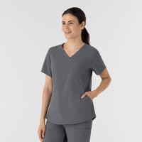 RENEW Women's V-Neck Scrub Top Pewter side view