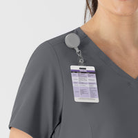 RENEW Women's V-Neck Scrub Top Pewter back detail