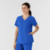 RENEW Women's V-Neck Scrub Top Royal side view
