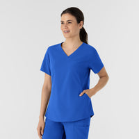 RENEW Women's V-Neck Scrub Top Royal side view