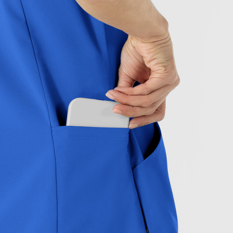 RENEW Women's V-Neck Scrub Top Royal side detail 1