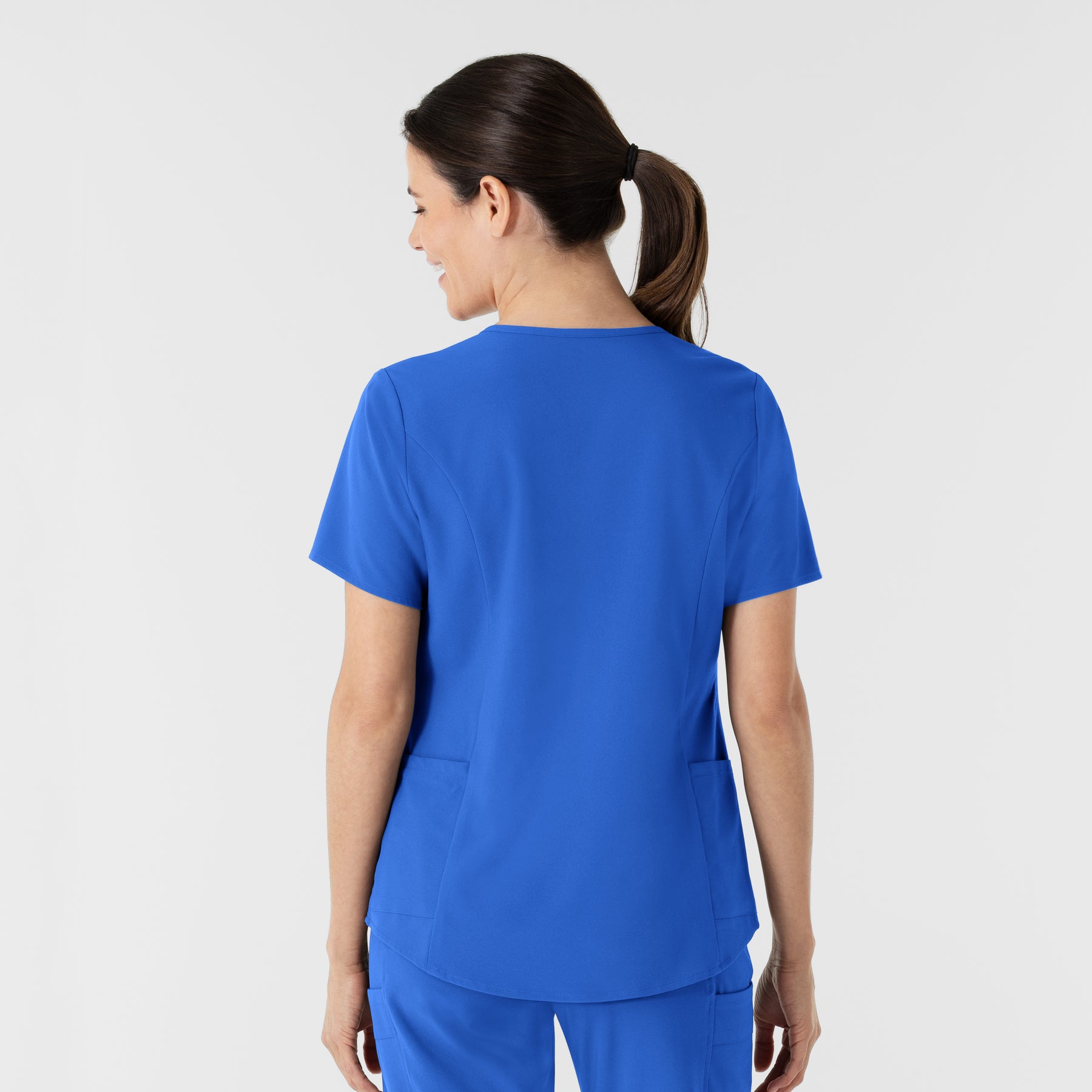 RENEW Women's V-Neck Scrub Top Royal back view