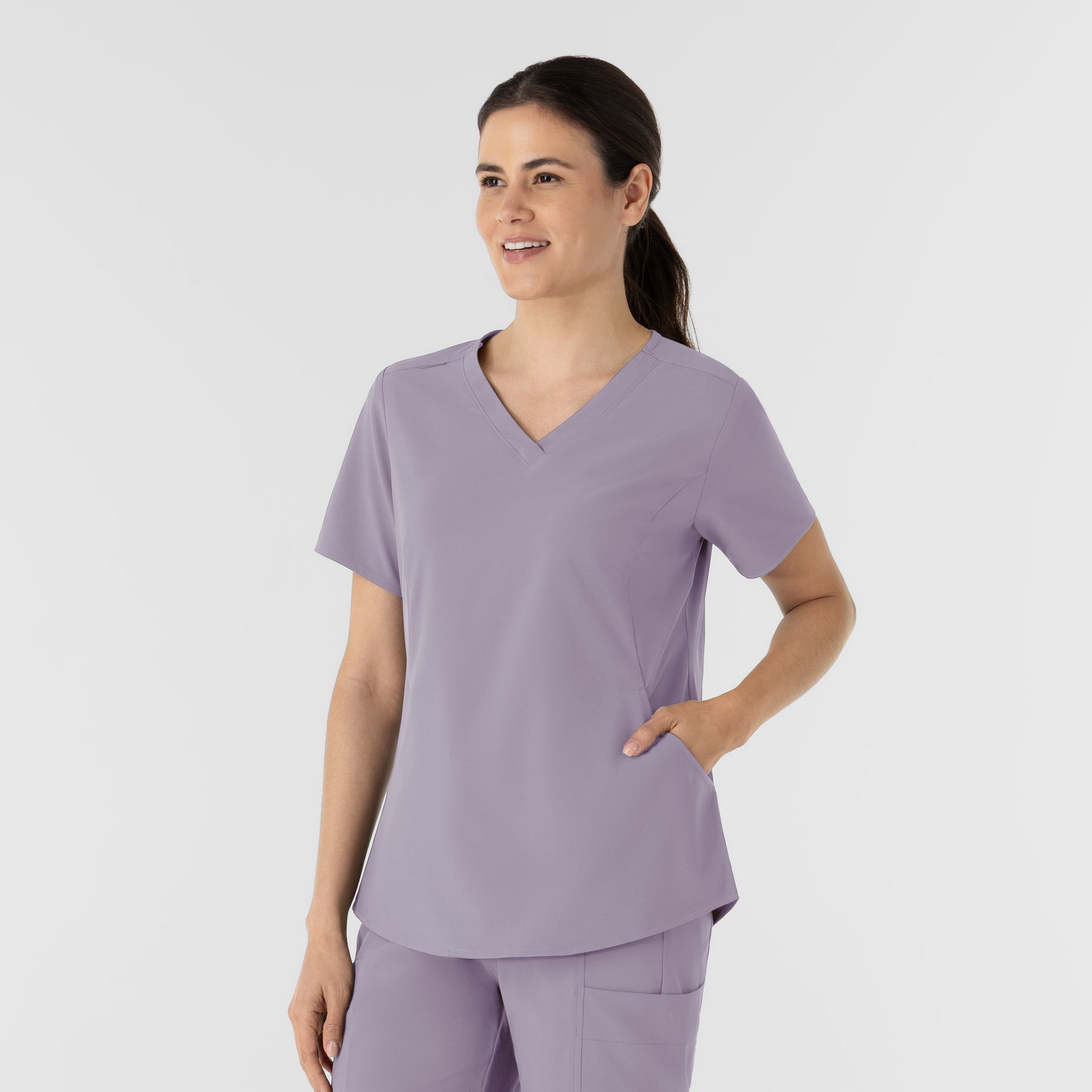 RENEW Women's V-Neck Scrub Top Wisteria side view