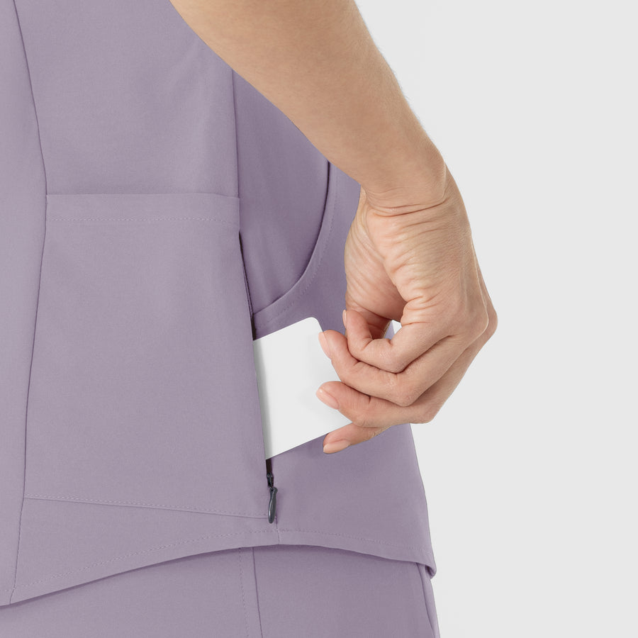 RENEW Women's V-Neck Scrub Top Wisteria side detail 2