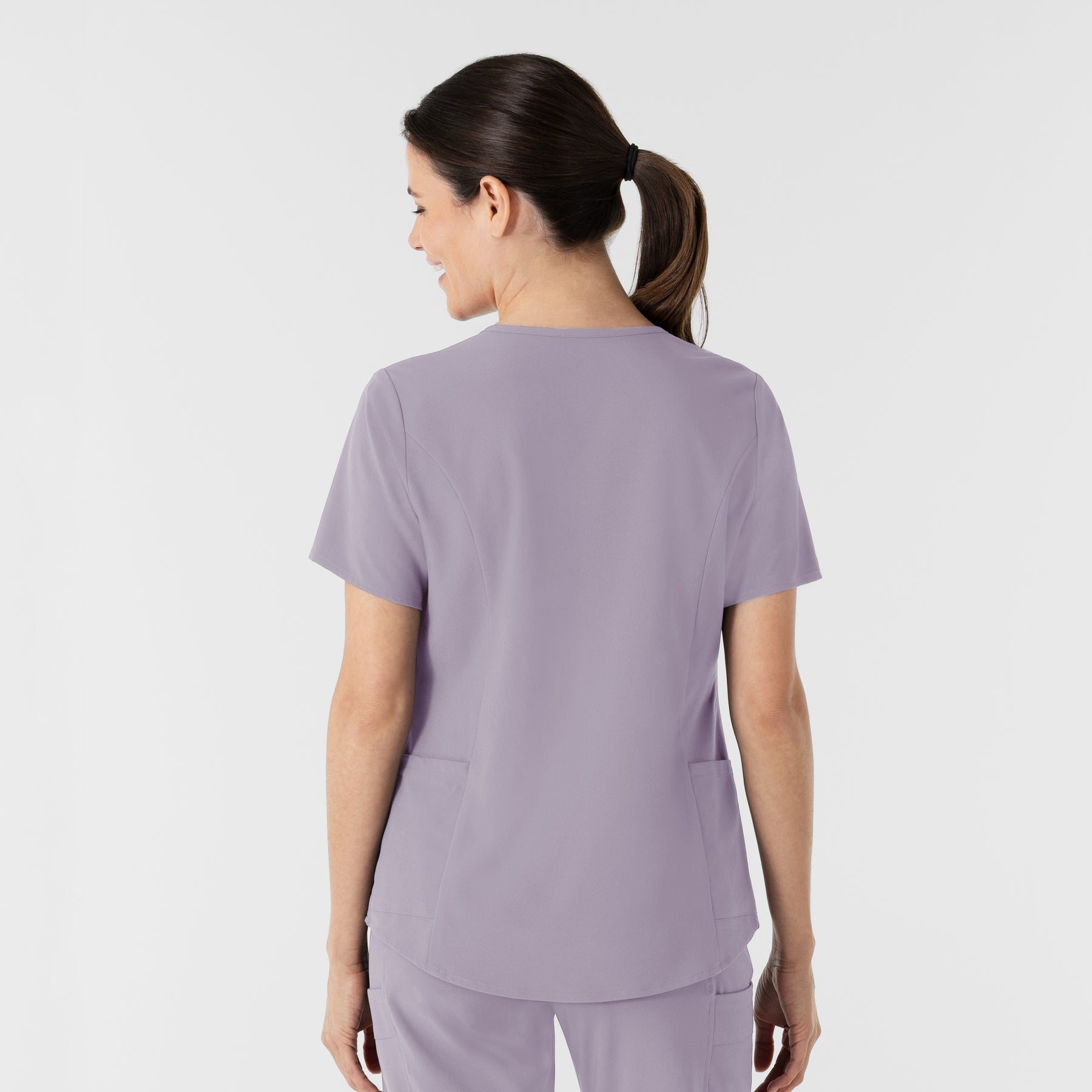 RENEW Women's V-Neck Scrub Top Wisteria back view
