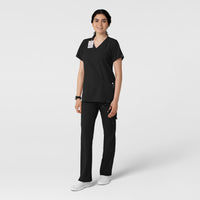 W123 Women's Classic V-Neck Scrub Top - Black