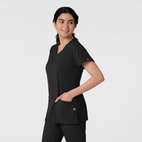 W123 Women's Classic V-Neck Scrub Top - Black