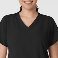 W123 Women's Classic V-Neck Scrub Top - Black