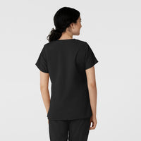 W123 Women's Classic V-Neck Scrub Top - Black