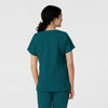 W123 Women's Basic V-Neck Scrub Top Caribbean Blue back view