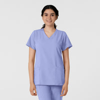 W123 Women's Classic V-Neck Scrub Top - Ceil Blue