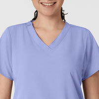 W123 Women's Classic V-Neck Scrub Top - Ceil Blue