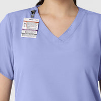 W123 Women's Classic V-Neck Scrub Top - Ceil Blue