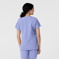 W123 Women's Classic V-Neck Scrub Top - Ceil Blue