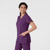 W123 Women's Classic V-Neck Scrub Top - Eggplant