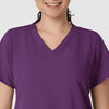 W123 Women's Classic V-Neck Scrub Top - Eggplant