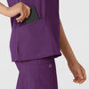 W123 Women's Classic V-Neck Scrub Top - Eggplant