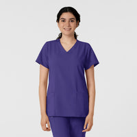 W123 Women's Classic V-Neck Scrub Top - Grape