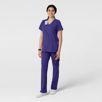 W123 Women's Classic V-Neck Scrub Top - Grape