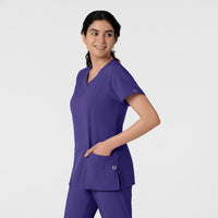 W123 Women's Classic V-Neck Scrub Top - Grape