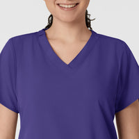 W123 Women's Classic V-Neck Scrub Top - Grape