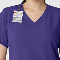 W123 Women's Classic V-Neck Scrub Top - Grape