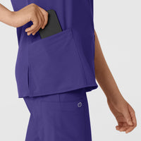 W123 Women's Classic V-Neck Scrub Top - Grape