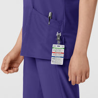 W123 Women's Classic V-Neck Scrub Top - Grape