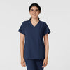 W123 Women's Classic V-Neck Scrub Top - Navy