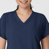 W123 Women's Classic V-Neck Scrub Top - Navy