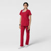 W123 Women's Classic V-Neck Scrub Top - Red