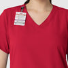 W123 Women's Classic V-Neck Scrub Top - Red