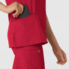 W123 Women's Classic V-Neck Scrub Top - Red