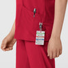 W123 Women's Classic V-Neck Scrub Top - Red