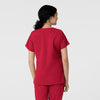 W123 Women's Classic V-Neck Scrub Top - Red