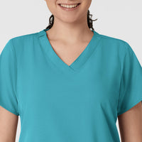 W123 Women's Classic V-Neck Scrub Top - Teal Blue