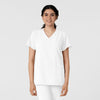 W123 Women's Classic V-Neck Scrub Top - White