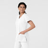 W123 Women's Classic V-Neck Scrub Top - White