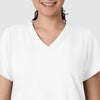 W123 Women's Classic V-Neck Scrub Top - White