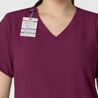 W123 Women's Classic V-Neck Scrub Top - Wine