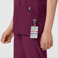 W123 Women's Classic V-Neck Scrub Top - Wine