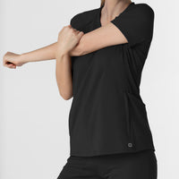 RENEW Knit Women's Flex-n-Reach V-Neck Raglan Scrub Top Black back detail