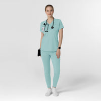 RENEW Knit Women's Flex-n-Reach V-Neck Raglan Scrub Top Coastal Blue full scrub set