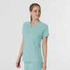 RENEW Knit Women's Flex-n-Reach V-Neck Raglan Scrub Top Coastal Blue side view