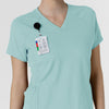 RENEW Knit Women's Flex-n-Reach V-Neck Raglan Scrub Top Coastal Blue side detail 1