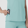 RENEW Knit Women's Flex-n-Reach V-Neck Raglan Scrub Top Coastal Blue side detail 2