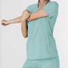 RENEW Knit Women's Flex-n-Reach V-Neck Raglan Scrub Top Coastal Blue back detail