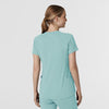 RENEW Knit Women's Flex-n-Reach V-Neck Raglan Scrub Top Coastal Blue back view